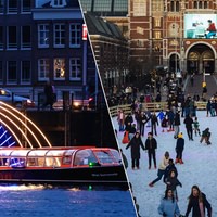 Ice Skating on Museum Square + Amsterdam Light Festival Canal Cruise